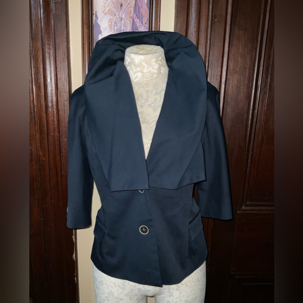 PORTS 1961 navy cotton crop blazer Small